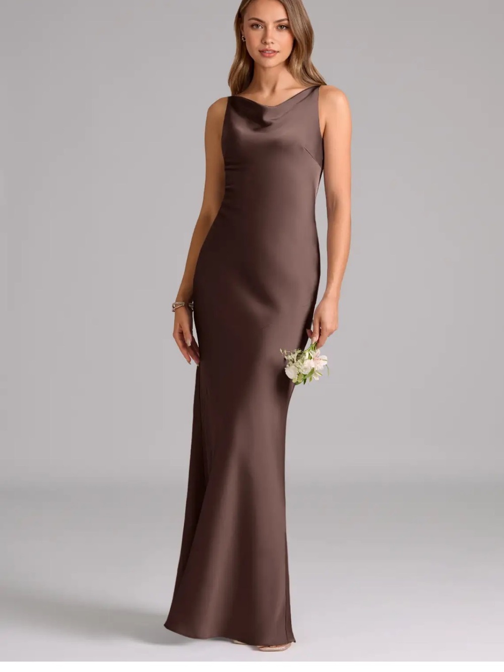 Azazie Allettie in Ganache Stretch Satin